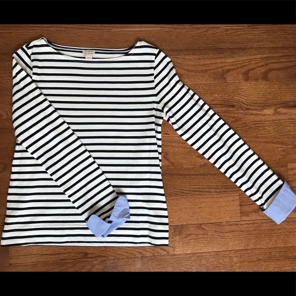 JCrew Navy & Off-white Striped Dress Shirt